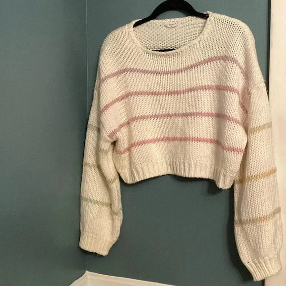 Storia womens chunky knot crop sweater - size medium - striped - Picture 1 of 5